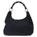 Christian Dior Maris Pearl Shoulder Bag Nylon Navy Silver Auth 132171-2