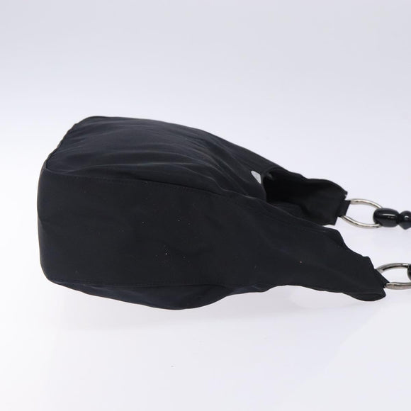 Christian Dior Maris Pearl Shoulder Bag Nylon Navy Silver Auth 132171