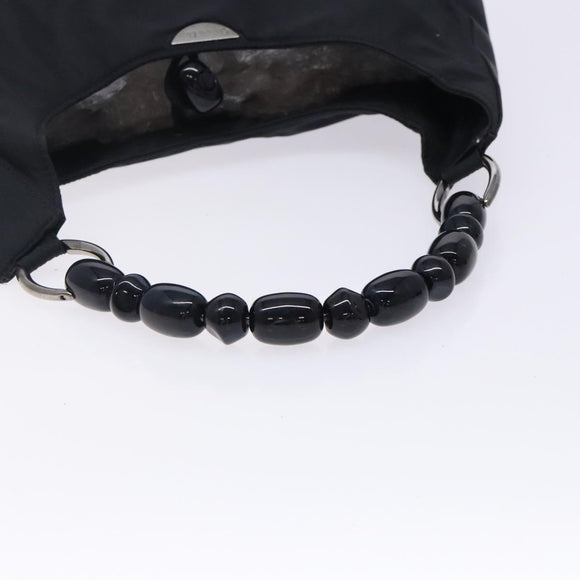 Christian Dior Maris Pearl Shoulder Bag Nylon Navy Silver Auth 132171