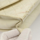 CHANEL Matelasse Chain Shoulder Bag Lamb Skin White Gold CC Auth 132172-10