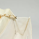 CHANEL Matelasse Chain Shoulder Bag Lamb Skin White Gold CC Auth 132172-19