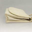 CHANEL Matelasse Chain Shoulder Bag Lamb Skin White Gold CC Auth 132172-4