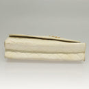 CHANEL Matelasse Chain Shoulder Bag Lamb Skin White Gold CC Auth 132172-9