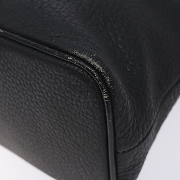 Burberrys Hand Bag Leather Black Gold Auth 132174