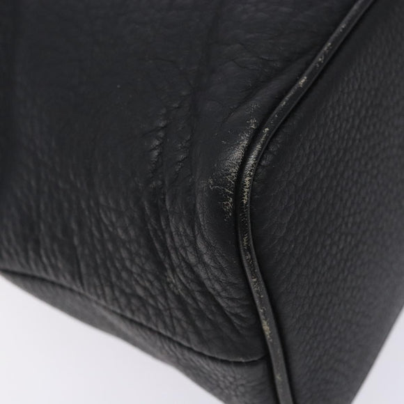 Burberrys Hand Bag Leather Black Gold Auth 132174