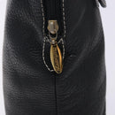 Burberrys Hand Bag Leather Black Gold Auth 132174-15
