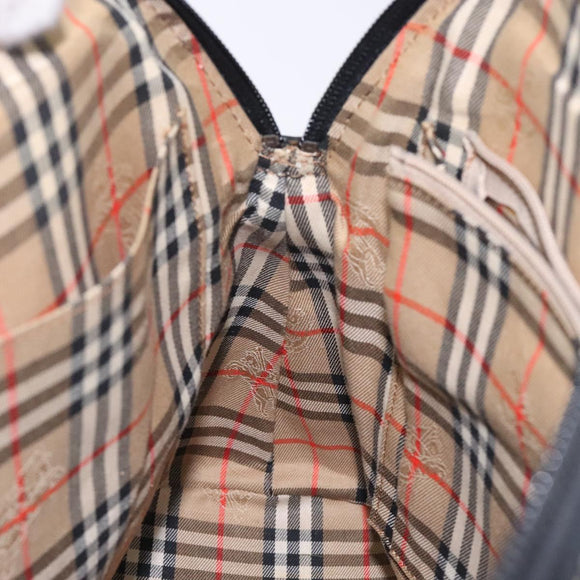 Burberrys Hand Bag Leather Black Gold Auth 132174