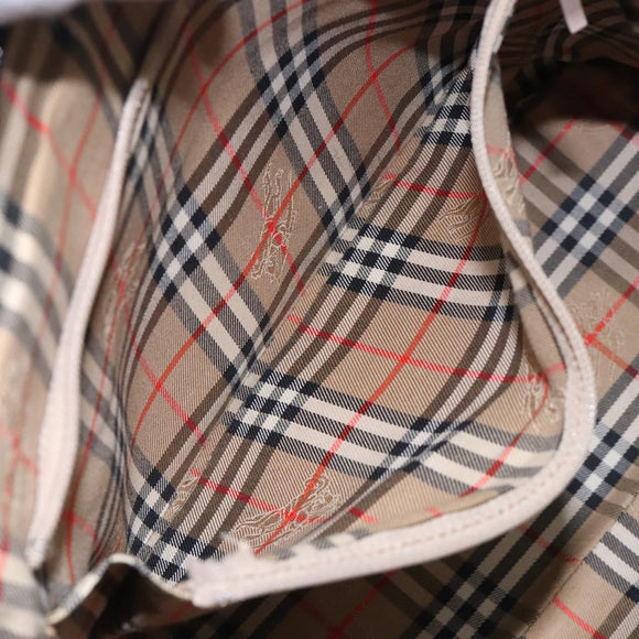 Burberrys Hand Bag Leather Black Gold Auth 132174