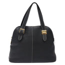 Burberrys Hand Bag Leather Black Gold Auth 132174-2