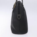 Burberrys Hand Bag Leather Black Gold Auth 132174-4