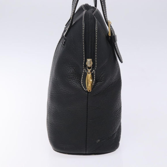 Burberrys Hand Bag Leather Black Gold Auth 132174