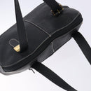 Burberrys Hand Bag Leather Black Gold Auth 132174-6