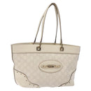 GUCCI GG Canvas Guccissima Horsebit Tote Bag White Gold 145993 Auth 132199-1