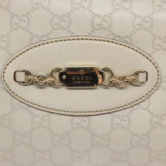 GUCCI GG Canvas Guccissima Horsebit Tote Bag White Gold 145993 Auth 132199