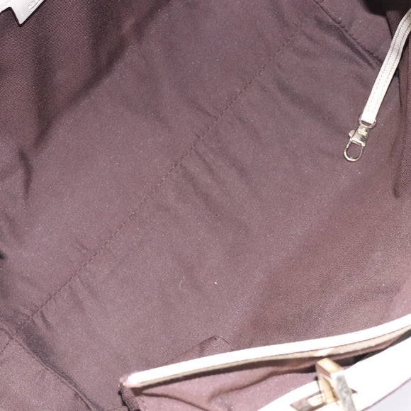 GUCCI GG Canvas Guccissima Horsebit Tote Bag White Gold 145993 Auth 132199