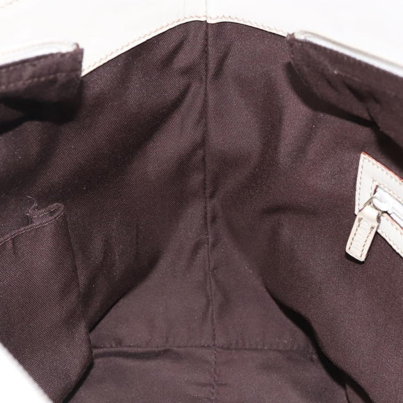 GUCCI GG Canvas Guccissima Horsebit Tote Bag White Gold 145993 Auth 132199