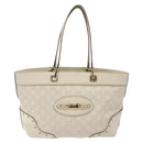 GUCCI GG Canvas Guccissima Horsebit Tote Bag White Gold 145993 Auth 132199-2