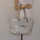 GUCCI GG Canvas Guccissima Horsebit Tote Bag White Gold 145993 Auth 132199-22