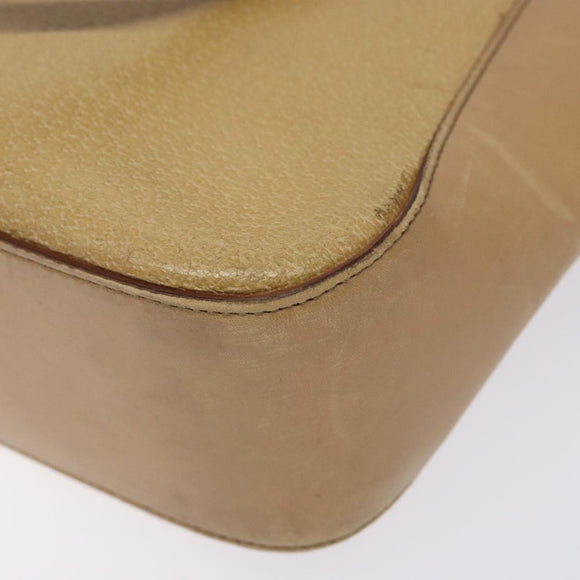 GUCCI Tote Bag Leather Beige Silver 002 1135 Auth 132207