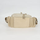 PRADA Hand Bag Leather 2way Beige Silver Auth 132222-6