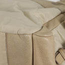PRADA Hand Bag Leather 2way Beige Silver Auth 132222-18