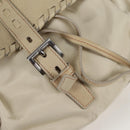 PRADA Hand Bag Leather 2way Beige Silver Auth 132222-20