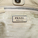 PRADA Hand Bag Leather 2way Beige Silver Auth 132222-22