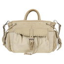 PRADA Hand Bag Leather 2way Beige Silver Auth 132222-13