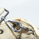 PRADA Hand Bag Leather 2way Beige Silver Auth 132222-11