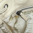 PRADA Hand Bag Leather 2way Beige Silver Auth 132222-25