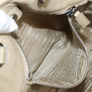 PRADA Hand Bag Leather 2way Beige Silver Auth 132222-26