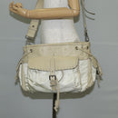 PRADA Hand Bag Leather 2way Beige Silver Auth 132222-27