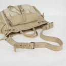 PRADA Hand Bag Leather 2way Beige Silver Auth 132222-7