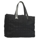 CHANEL New Travel line Tote Bag Nylon Gold Black CC Auth 132226-1