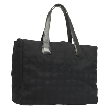 CHANEL New Travel line Tote Bag Nylon Gold Black CC Auth 132226