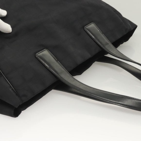 CHANEL New Travel line Tote Bag Nylon Gold Black CC Auth 132226