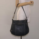 PRADA Shoulder Bag Leather Navy Silver Auth 132232-23