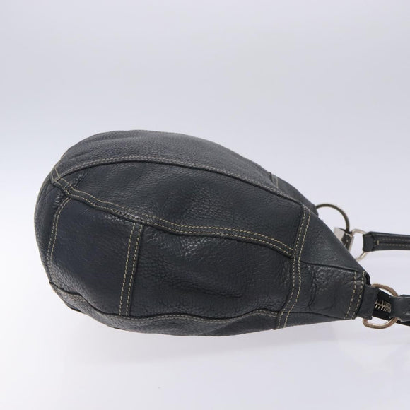 PRADA Shoulder Bag Leather Navy Silver Auth 132232