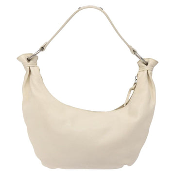 Miu Miu Shoulder Bag Leather White Silver Auth 132234 - 0