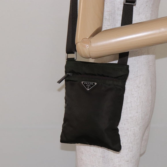 PRADA Shoulder Bag Nylon Khaki Auth 132244