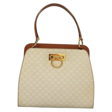 CELINE Macadam Canvas Hand Bag PVC Leather White Gold Auth 132248 - 0