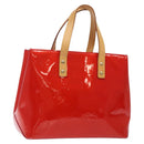 LOUIS VUITTON Monogram Vernis Reade PM Hand Bag Red Rouge M91088 LV Auth 132250-1