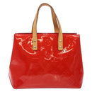 LOUIS VUITTON Monogram Vernis Reade PM Hand Bag Red Rouge M91088 LV Auth 132250-2