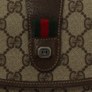 GUCCI GG Supreme Web Sherry Line Clutch Bag PVC Beige Red Green Auth 132258-17