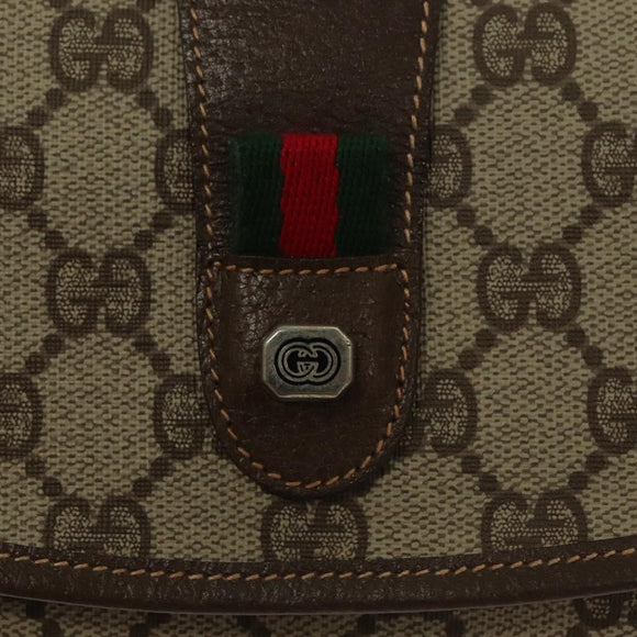 GUCCI GG Supreme Web Sherry Line Clutch Bag PVC Beige Red Green Auth 132258