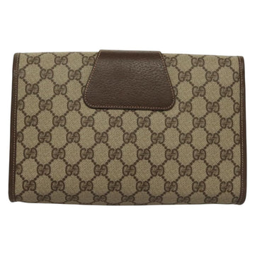 GUCCI GG Supreme Web Sherry Line Clutch Bag PVC Beige Red Green Auth 132258 - 0