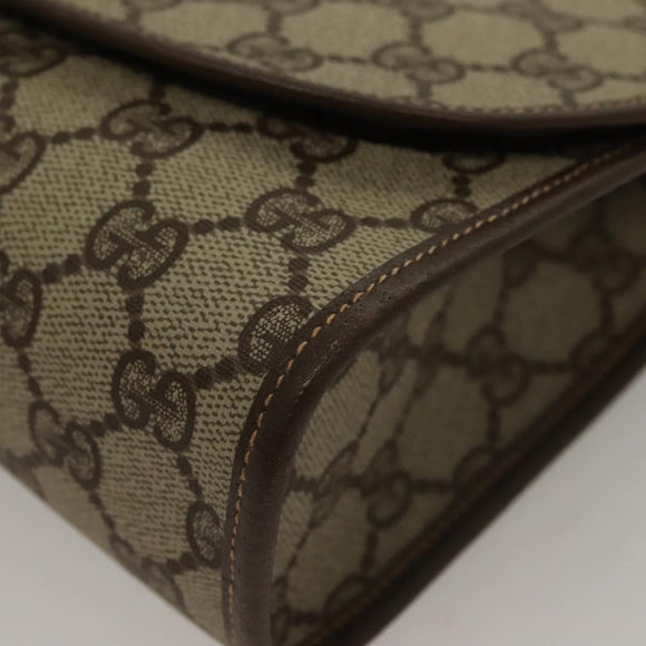 GUCCI GG Supreme Web Sherry Line Clutch Bag PVC Beige Red Green Auth 132258