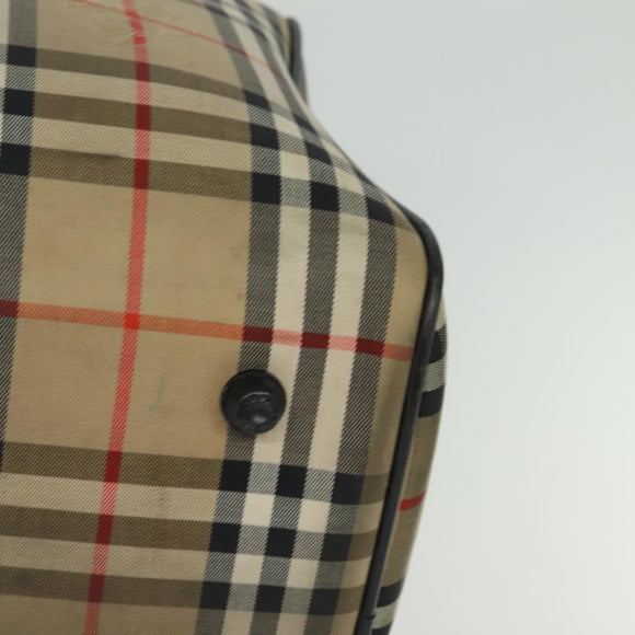 Burberrys Nova Check Boston Bag Canvas Beige Gold Auth 132261