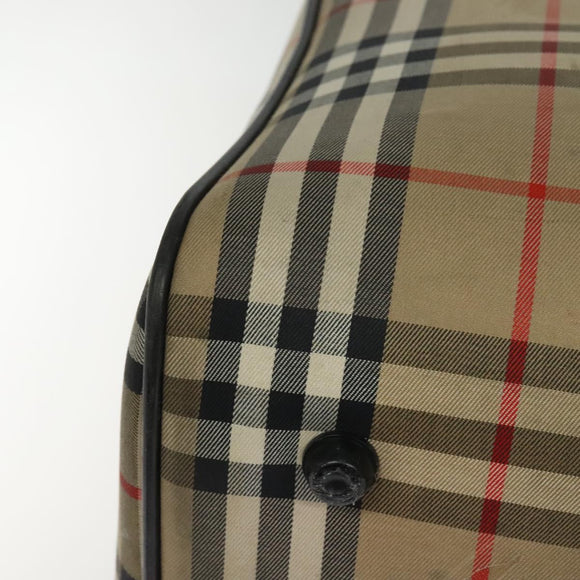 Burberrys Nova Check Boston Bag Canvas Beige Gold Auth 132261
