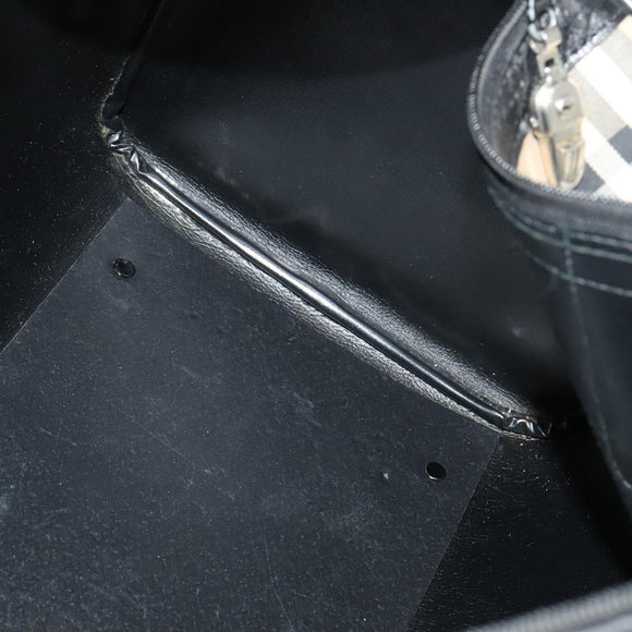 Burberrys Nova Check Boston Bag Canvas Beige Gold Auth 132261